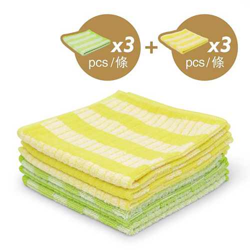 竹纤维微纤洗碗布 ECB 343030YG3 (6条/包,黄色3条+绿色3条)