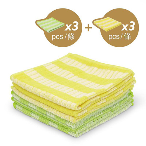 竹纤维洗碗布 ECB 343030YG3 (6条/包,黄色3条+绿色3条)