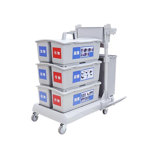灵动型平推系统清洁车 配23升垃圾桶、3个双格桶、2套车架/箱 JD G323