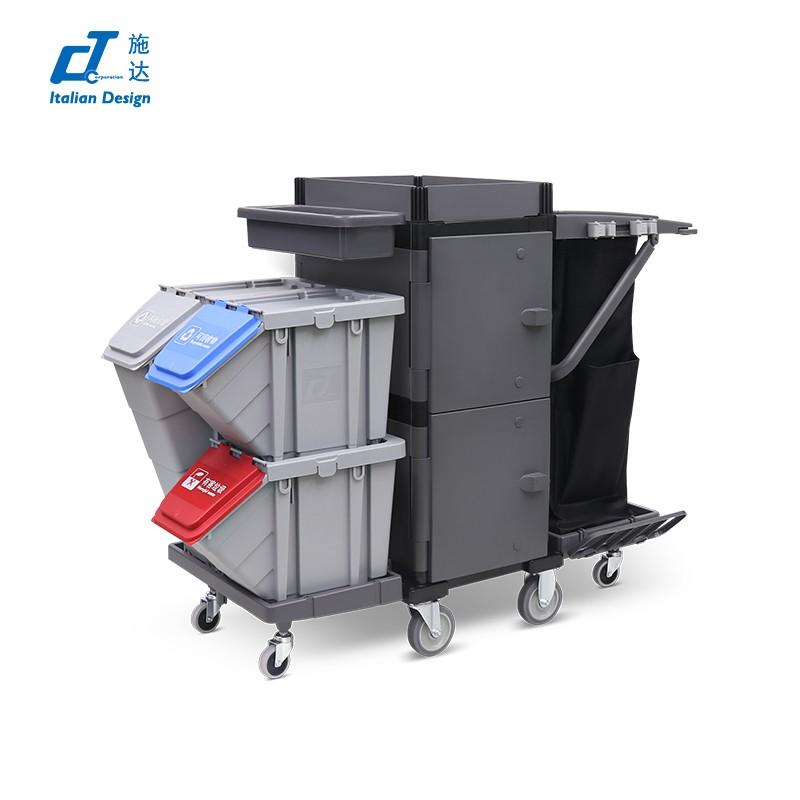 CT施达“形变”系列清洁服务车-垃圾分类回收系统 配2个25L分类回收箱+1个50L回收箱