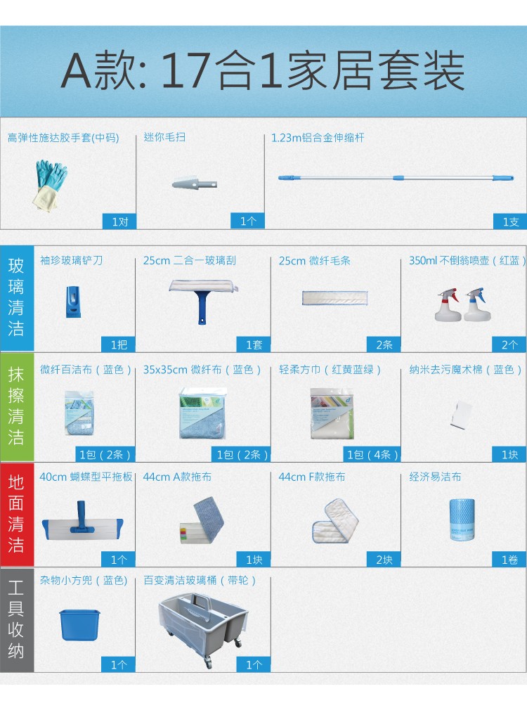 17合1家居清洁套装静音轮 TM-TBD S230