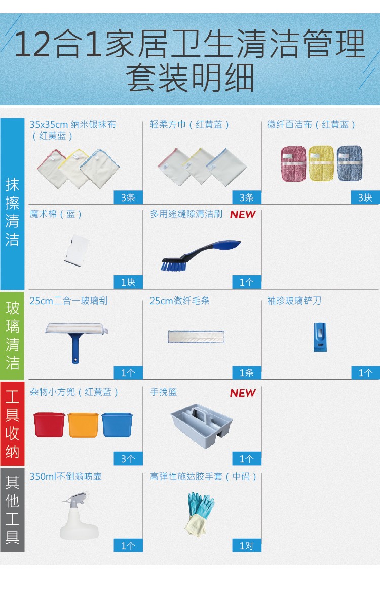 12合1家居卫生清洁管理套装 TM-TBD 236